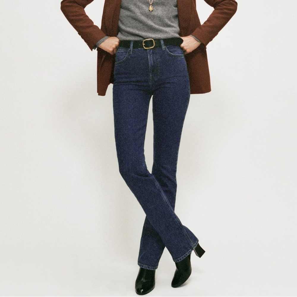 Reformation Donna High Rise Bootcut Jeans Dark Wash